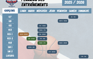 Planning Saison Garçons 2025-2026
